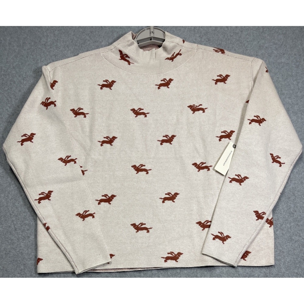 Anthropologie Maeve CARYS Mock Neck Sweater Womens XXS Dachshund Dog Mom NWT